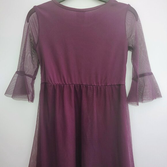 Wonder Nation plum purple floral mesh embroidered formal girls dress (M 7-8) - Picture 8 of 10